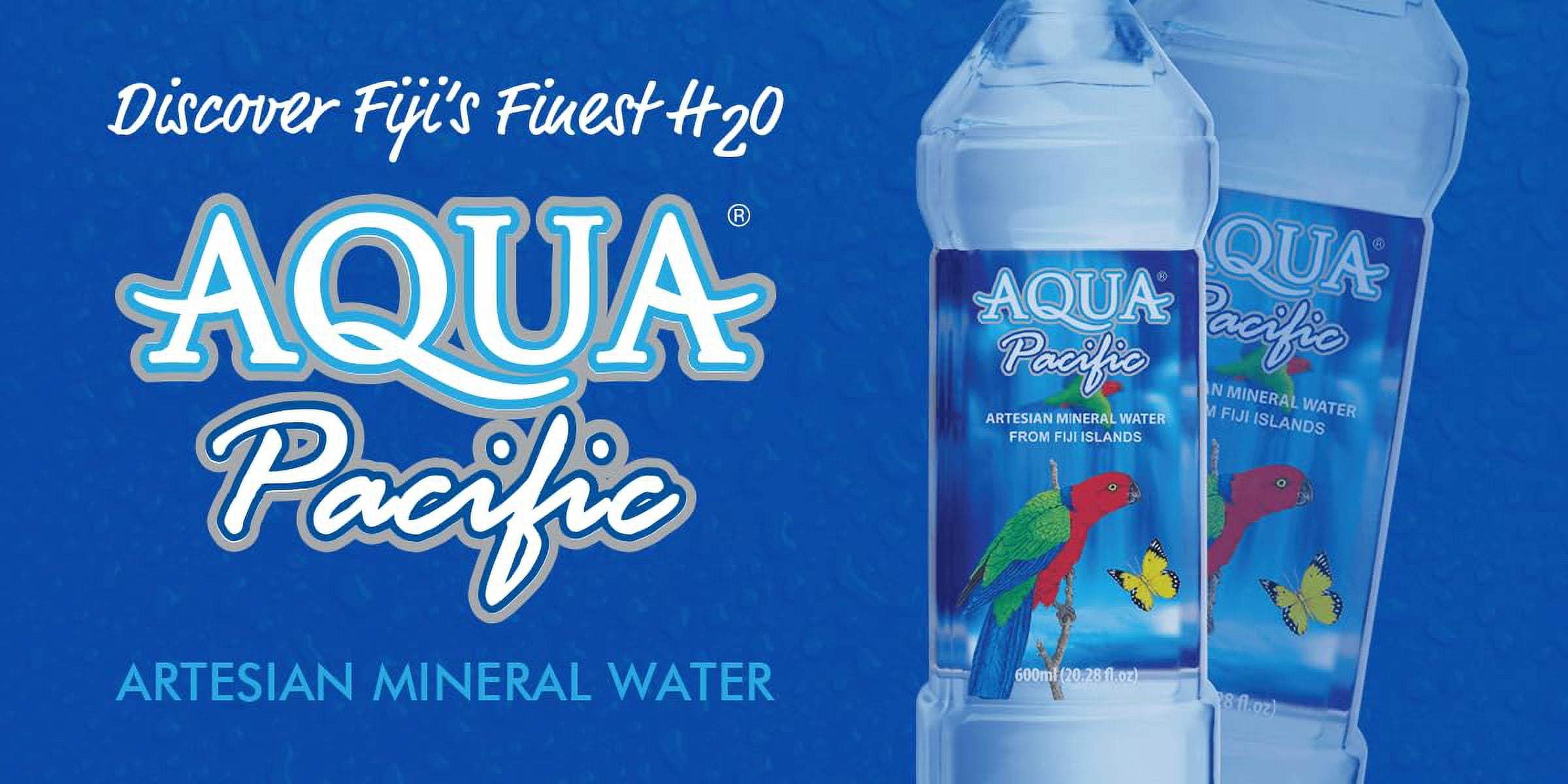 Aqua Pacific® Natural ARTESIAN Mineral Water Case Pack of 24 (20 Oz Bottle Ea) Discover Fiji's Finest H20, Naturally High pH & Alkaline Imported from Fiji Islands