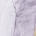 thumbnail image 4 of Womens T Shirts Tops Solid Color V-Neck Button Long Sleeved Shirt Womens Golf Shirt,Purple,S, 4 of 5