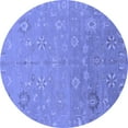 thumbnail image 1 of Ahgly Company Machine Washable Indoor Round Abstract Blue Modern Area Rugs, 4' Round, 1 of 4
