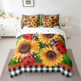 thumbnail image 2 of Homewish Rustic Sunflower 7pcs Bedding Comforter Set,Country Ladybug Queen Bedding Sets,Orange Red Black Queen Sheet Sets For Boys Girls,Breathable Home Decor Reversible, 2 of 8
