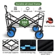 thumbnail image 2 of SYTHERS Collapsible Beach Wagon Cart Heavy Duty 350lbs, Super Large Folding Garden Wagon Cart with All-Terrain Wheels, Anti-fall Off Net Cover and Buckle Straps for Garden, Camping, Black, 2 of 8