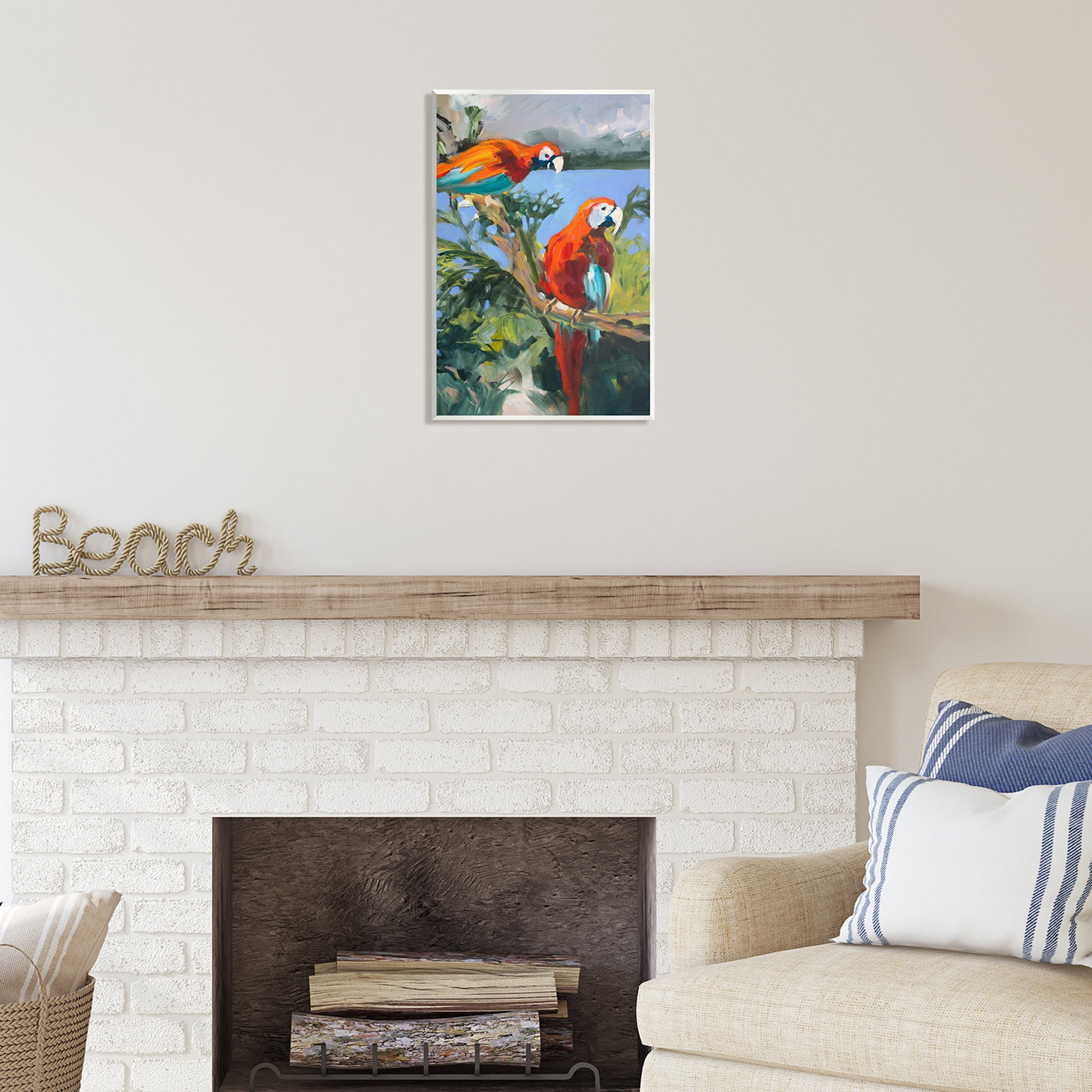Stupell Industries Parrots at Bay Painting Animals & Insects Painting Unframed Art Print Wall Art, 13 x 19