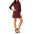 thumbnail image 2 of INSPIRE CHIC Women's Denim Dress 3/4 Sleeve Button Down Mini Jean Shirt Dress XL Burgundy, 2 of 8