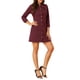 thumbnail image 2 of Vestido de mezclilla para mujer INSPIRE CHIC con mangas 3/4, botón, mini vestido de camisa de mezclilla, talla XS, burdeos, 2 of 8
