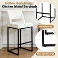 thumbnail image 3 of ClinQ Counter Height Bar Stools Set of 3, Hollow Back Kitchen Island Barstools, Upholstered Faux Leather Counter Stools with Metal Frame, Beige, 3 of 4