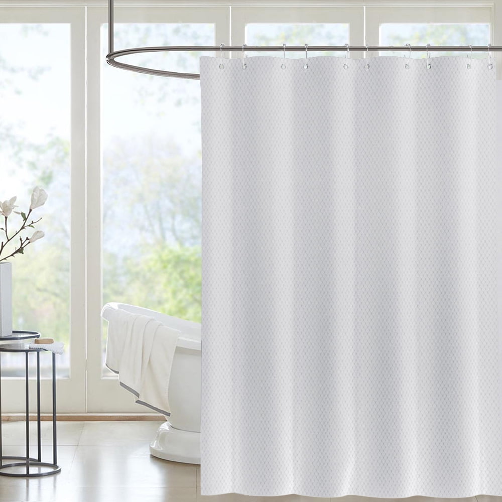 Details about   White Fabric Shower Bathroom Curtain Hotel Machine Washable Water Repellen 