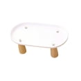 thumbnail image 4 of Soporte elevado para comedero de gatos, de plástico antiderrame y con base de madera. Blanco 24cmx13cm, 4 of 9