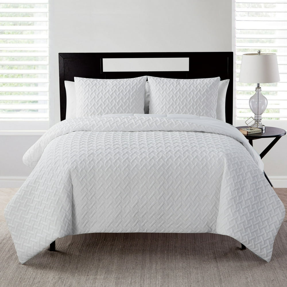 White Polyester Geometric Comforter Set, Twin/Twin XL, VCNY Home Nina