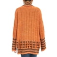 thumbnail image 6 of New Fashion for Women YOOSMATIC Jacquard Open Front Cardigan Fringe Trim Sweater Brown Large Size, 6 of 6