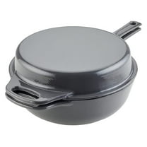 Enameled Cast Iron 3-in-1 Dutch Oven with Skillet/Saute Combo, 4 Quart, Gray
