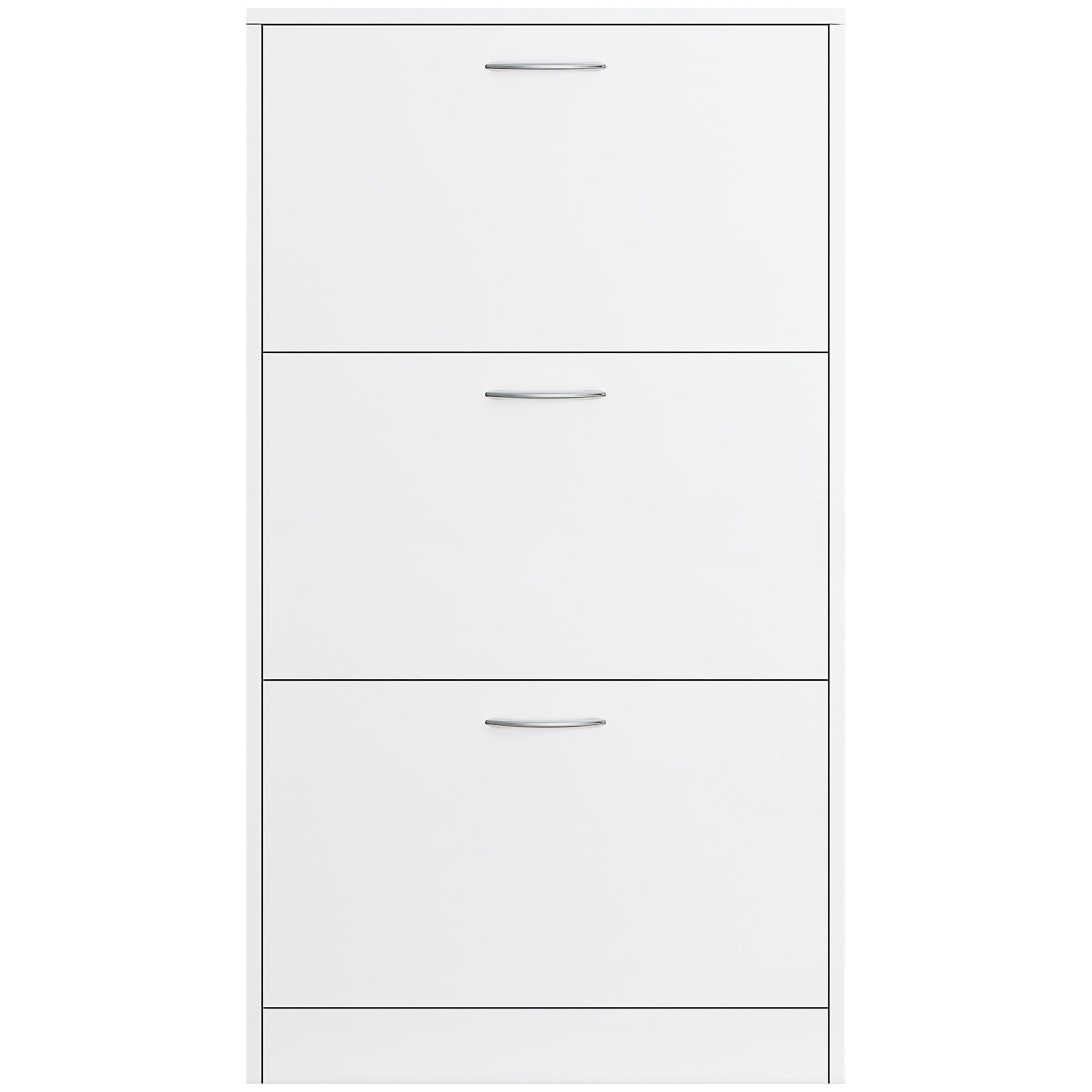 Shoe Cabinet for Entryway, White Narrow Shoe Storage Cabinet Flip Down Shoe Rack Wood 3 Tier Shoe Organizer for Home and Apartment