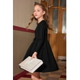 thumbnail image 5 of Oudiya Girls Long Sleeve Bow Tie Dress Causal A line Black Party Dress for Kids 4-13Y, 5 of 10