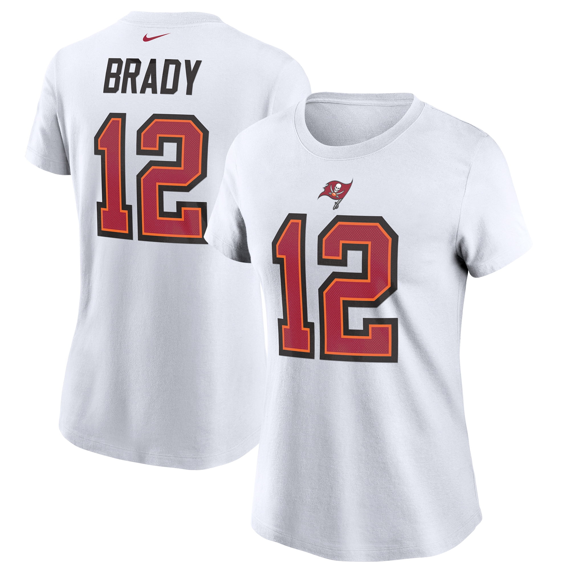Women's Nike Tom Brady White Tampa Bay Buccaneers Name & Number T-Shirt