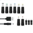USB To DC Power Cord 11 in 1, With 8 interchangeable Plug Connector