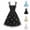 #042 Black, variant on Women's Floral Embroidered Tulle Layered Dress, Cinched Waist Square Neck Ribbon Strap Sling Midi Dress, Black,S