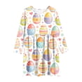thumbnail image 4 of Xdegoge Funny Kids Girls Easter Holiday Dress Colorful Egg Printed Tween Spring Sundress Knee Length Swing Long Sleeve Cute Festival Party Outfit Casual Play Wear Daily Dress for Teen, 4 of 7