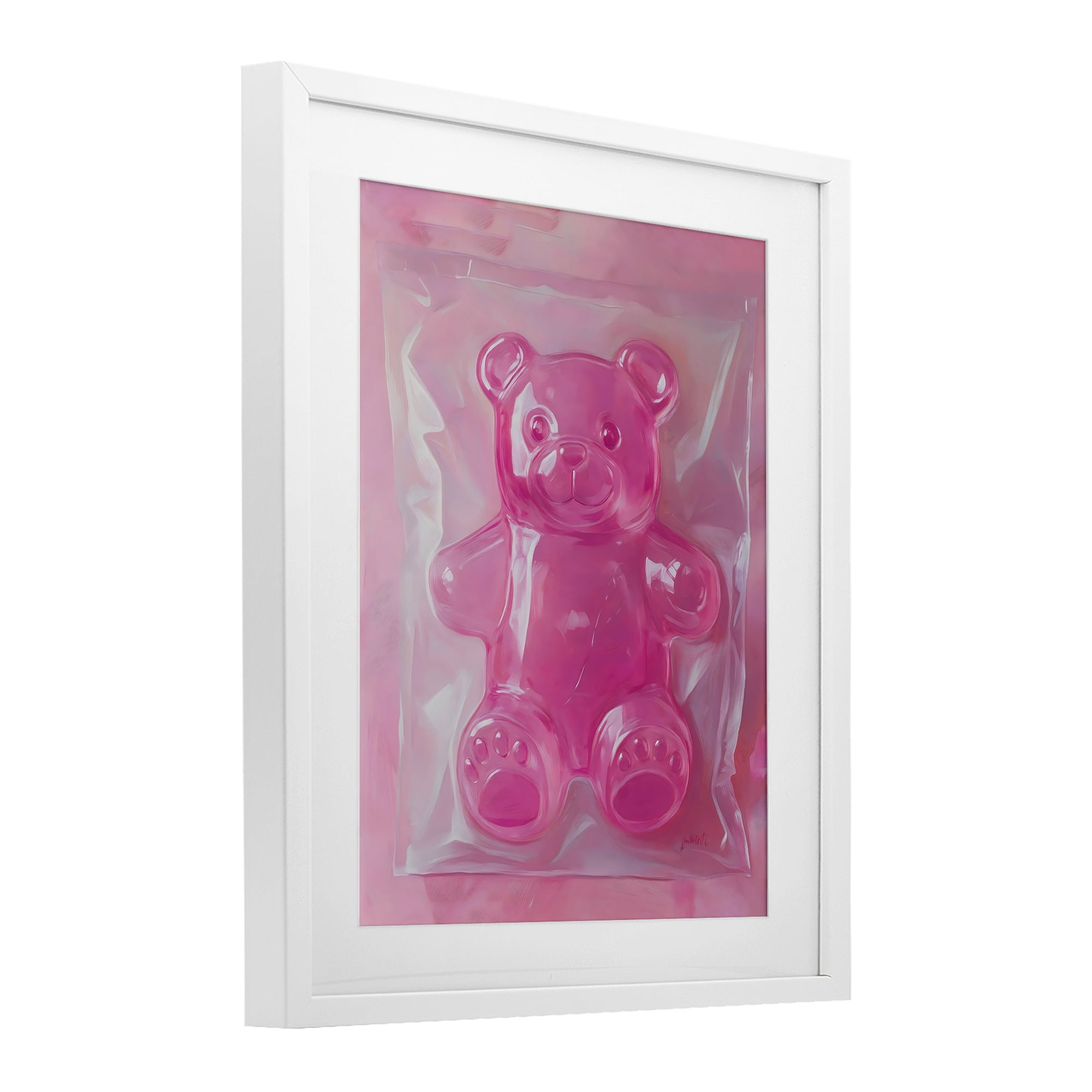 Stupell Industries Pink Gummy Candy Bear White Framed Print Under Glass, design by The Prints Vibe