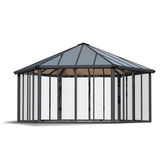 Palram - Canopia Garda 20' x 20' Polycarbonate/Aluminum Enclosed Gazebo - Gray/Bronze