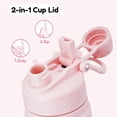 thumbnail image 2 of Hawsaiy 12oz Insulated Kids Water Bottle with Double Drinking Lids, Stainless Steel Water Bottle for School & Outdoor, Pink, 2 of 8