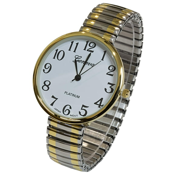 2Tone Large Face Geneva Stretch Band Women's Watch