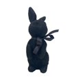thumbnail image 3 of Figura de conejito flocado Decoración de Pascua Decoración de interior 21,5 cm Suave con lazo para negro, 3 of 9