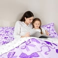 thumbnail image 4 of Erosebridal Kawaii Bow Tie Full Size Comforter Sets 3 Pieces,Purple Princess Bow Knot Bedding Sets,Luxury Bedroom Decor, 4 of 6