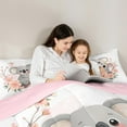 thumbnail image 5 of Manfei Grey Koala Animal Bedding Comforter Set for Kids, Pink Cherry Blossoms Twin Comforter Sets, Kawaii Cartoon Theme Reversible Bedding Set, Lightweight Room Decor, 2-Piece, 5 of 8