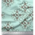 thumbnail image 1 of Soimoi Green Cotton Poplin Fabric Floral Wreath Geometric Print Fabric by the Yard 58 Inch Wide, 1 of 5
