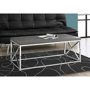 Monarch Specialties Table basse moderne pour salon Table centrale avec cadre en métal 44" L Gris/Chrome