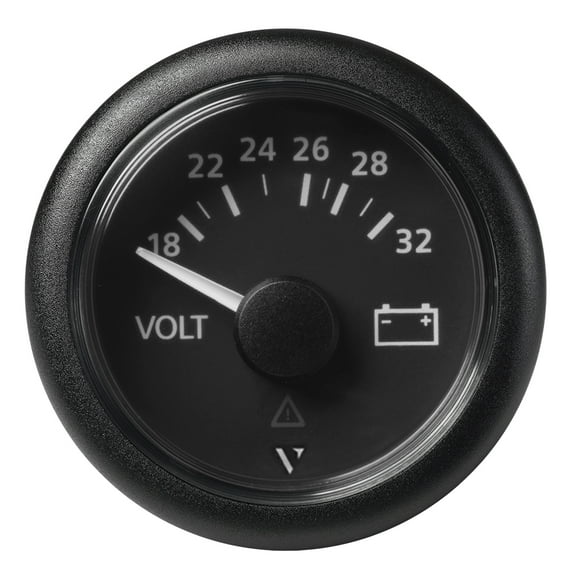 Veratron 52 mm (2-1/16") Voltímetro Viewline 18-32V - Esfera negra y bisel