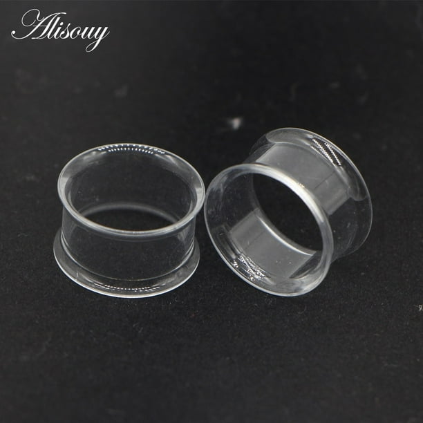 2 uds., blanco, negro, acrílico transparente, tapón para túnel de oreja, medidores de oreja, Piercing, doble sillín curvo, expansor, joyería para el cuerpo Tan Jianjun unisex