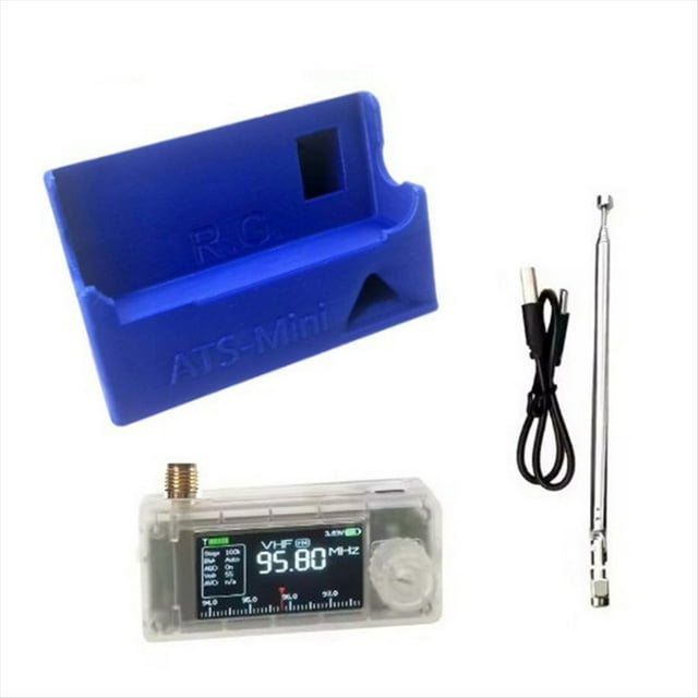 Mini Radio SI4732 LSB USB AM FM con Pantalla de 1,9 Pulgadas. Receptor de Radio de Corta SI4732 con Antena Telescópica y Soporte 3D.