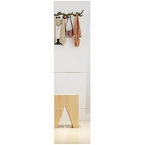 ERDS-Wall Mirror for Home Gym Mirror, Full Length Mirrors Wall Mounted, Frameless Full Body Mirror Tiles for Wall, Door, Garage, 12" x4PCS