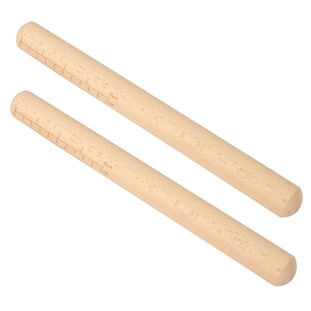 

2pcs Wooden Rolling Pin with Scale Dumpling Wrapper Roller Round Head Dough Rolling Stick (30cm)