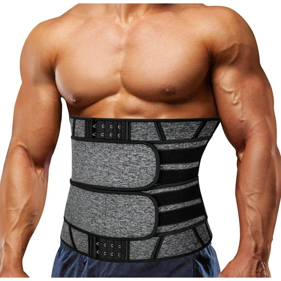 Neoprene Sauna Waist Trainer Corset Sweat Belt for Men Weight Loss Body Shaper Compression Trimmer Workout Fitness Fat Burner Back Suppor(M, Gray