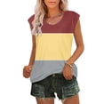 thumbnail image 2 of Mrat High Neck Workout Tank Tops Women's Cap Sleeve Tops Summer Tank Tops Casual Basic Tees Shirts Loose Blouses Camisole Tops for Women S-352 Wine S, 2 of 5
