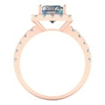 thumbnail image 4 of 3.84ct emerald cut blue moissanite 18k rose gold halo Bridal Wedding Engagement Promise Anniversary Ring for Women size 4, 4 of 7
