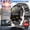 Black steel strap watch, variant on High-Capacity Battery Smartwatch: 120-Day Battery, 2.01-Inch HD Touch Screen, LED Flashlight, Wireless Calling, 120+ Sports Modes, Pedometer, Fitness Tracker