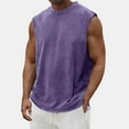 thumbnail image 2 of ADSSDQ Mens Cotton Sleeveless Tank Tops Cut Off Muscle Gym T Shirts Running Beach Loose Fit Tees Basic Workout Tops Purple M, 2 of 5