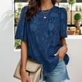 thumbnail image 3 of Weardear Womens 3/4 Bell Sleeve Blouse Crew Neck Lace Floral Textured Babydoll Shirts, 3 of 7