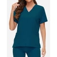 thumbnail image 3 of Set Scrub VIAOLI para mujer con bolsillo y pantalones deportivos con cuello en V, 3 of 5