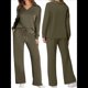 thumbnail image 3 of Conjuntos de Dos Piezas para Mujer, Cuello en V, Conjuntos Casuales A Juego, Ropa de Estar por Casa, Ropa de Otoño, Conjuntos de Viaje, Moda Verde XXL, 3 of 6