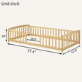 thumbnail image 7 of Miniyam Twin Kids Floor Bed with Guardrails, Pine Wood Montessori Bed Frame with Rounded Opening, Natural, 7 of 7