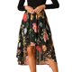 thumbnail image 1 of Allegra K Falda Floral Midi De Gasa Lúrex Con Cintura Elástica Y Dobladillo Alto Y Bajo Para Mujer Negro S, 1 of 6
