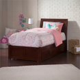 thumbnail image 2 of Portland Twin Wood Platform Bed with Footboard and Twin Trundle in Walnut, 2 of 8