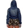 thumbnail image 4 of Women'S Half Zip Denim Hoodie Pullover Jackets Jean Tops XXXL, 4 of 6
