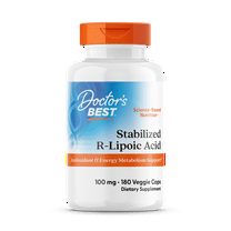 Doctor’s Best Stabilized R-Lipoic Acid with BioEnhanced Na-RALA , Non-GMO, Gluten Free, Vegan, Helps Maintain Blood Sugar Levels, 100 mg 180 Veggie Caps