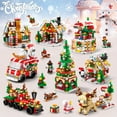 thumbnail image 6 of Christmas Gingerbread House Mini Xmas Tree Building Block Set Creative Ornament Toys Kits Micro Bricks for Adults Kids 8-12 6-12 7-9（302Pcs）, 6 of 7