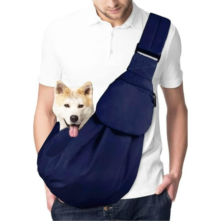 Pet Sling  Hand Free Dog Sling Carrier Adjustable Padded Strap Tote Bag Breathable Cotton Shoulder Bag Front Pocket Safety Belt Carrying Small Dog Cat Puppy Machine Washable (DBL  M)