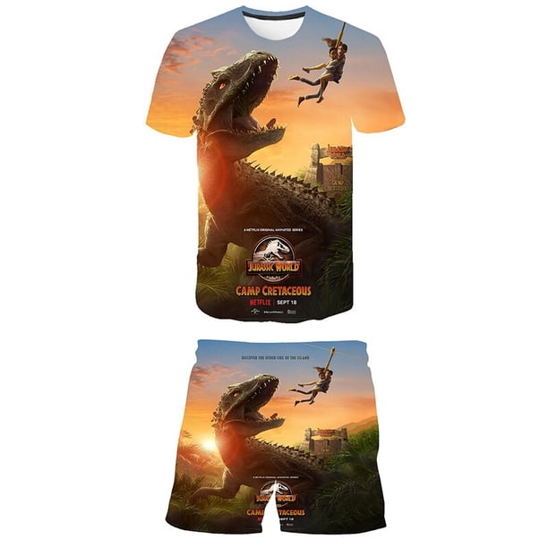 Moda niños niñas verano Jurassic World Dominion conjuntos de ropa niños camisetas pantalones cortos ropa trajes niños 1-14 Y Outfits9T Gao Jinjia LED